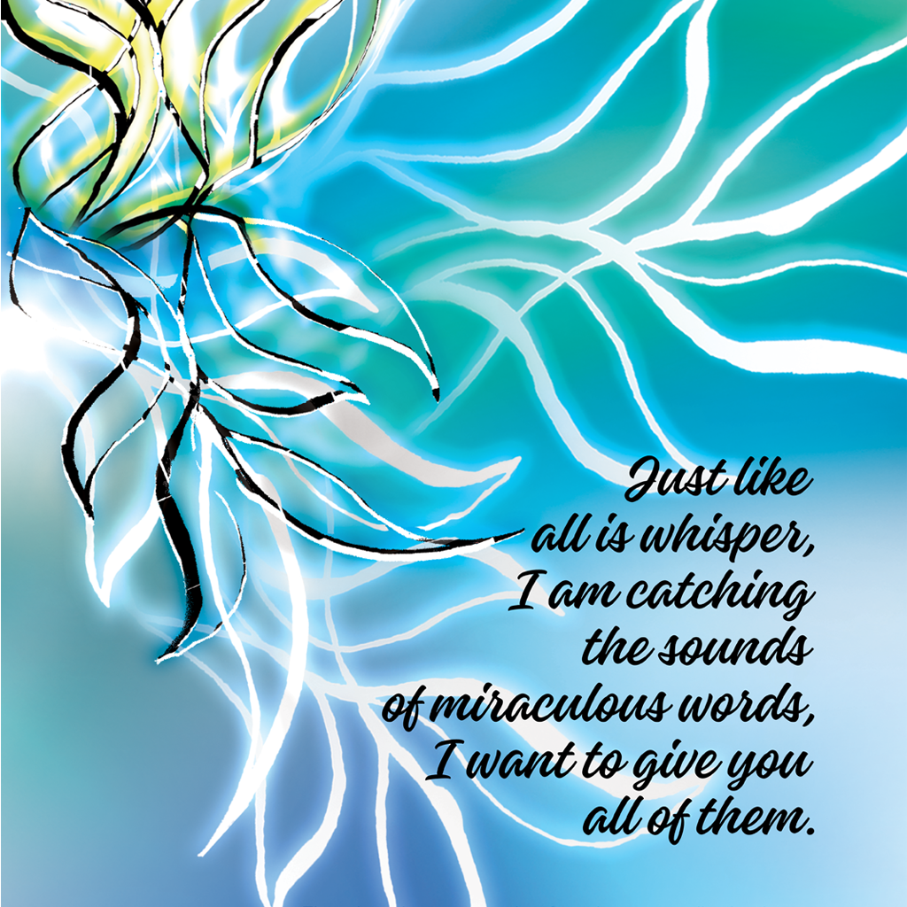 In the enbrace of poetry breathe I V objemu diha poezije I visual poetry card, English verse, portrait format with white border I giclee fine art print I visual poetry I vizualna poezija I Ines Amal I unigue I Book of poetry I poezija I Amal Studio I art