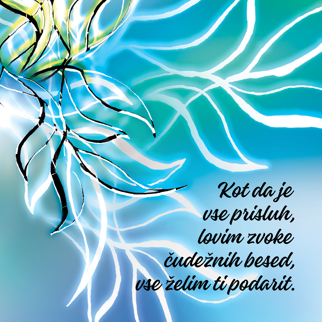 In the enbrace of poetry breathe I V objemu diha poezije I visual poetry card, English verse, portrait format with white border I giclee fine art print I visual poetry I vizualna poezija I Ines Amal I unigue I Book of poetry I poezija I Amal Studio I art