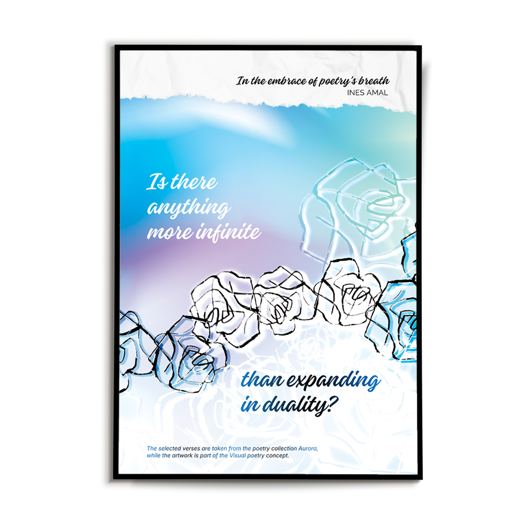 In the enbrace of poetry breathe I V objemu diha poezije I visual poetry card, English verse, portrait format with white border I giclee fine art print I visual poetry I vizualna poezija I Ines Amal I unigue I Book of poetry I poezija I Amal Studio I art I umetniški tisk I book of poerty I zbirka poezije I knjiga