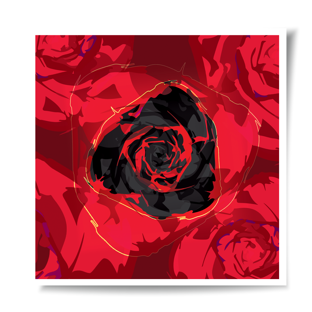 pop art, fantasy universe, cosmic love, painting, giclee print, art print, artwork, Ines Amal, digital painting, love, harmony, passion, surealism, rose, modern art