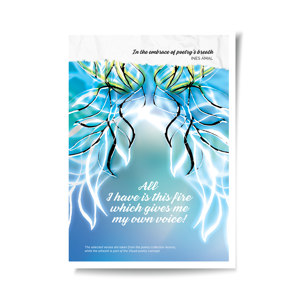 In the enbrace of poetry breathe I V objemu diha poezije I visual poetry card, English verse, portrait format with white border I giclee fine art print I visual poetry I vizualna poezija I Ines Amal I unigue I Book of poetry I poezija I Amal Studio I art I umetniški tisk I book of poerty I zbirka poezije I knjiga