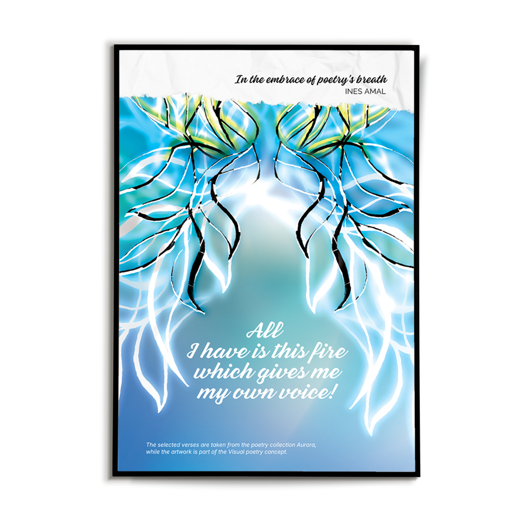 In the enbrace of poetry breathe I V objemu diha poezije I visual poetry card, English verse, portrait format with white border I giclee fine art print I visual poetry I vizualna poezija I Ines Amal I unigue I Book of poetry I poezija I Amal Studio I art I umetniški tisk I book of poerty I zbirka poezije I knjiga