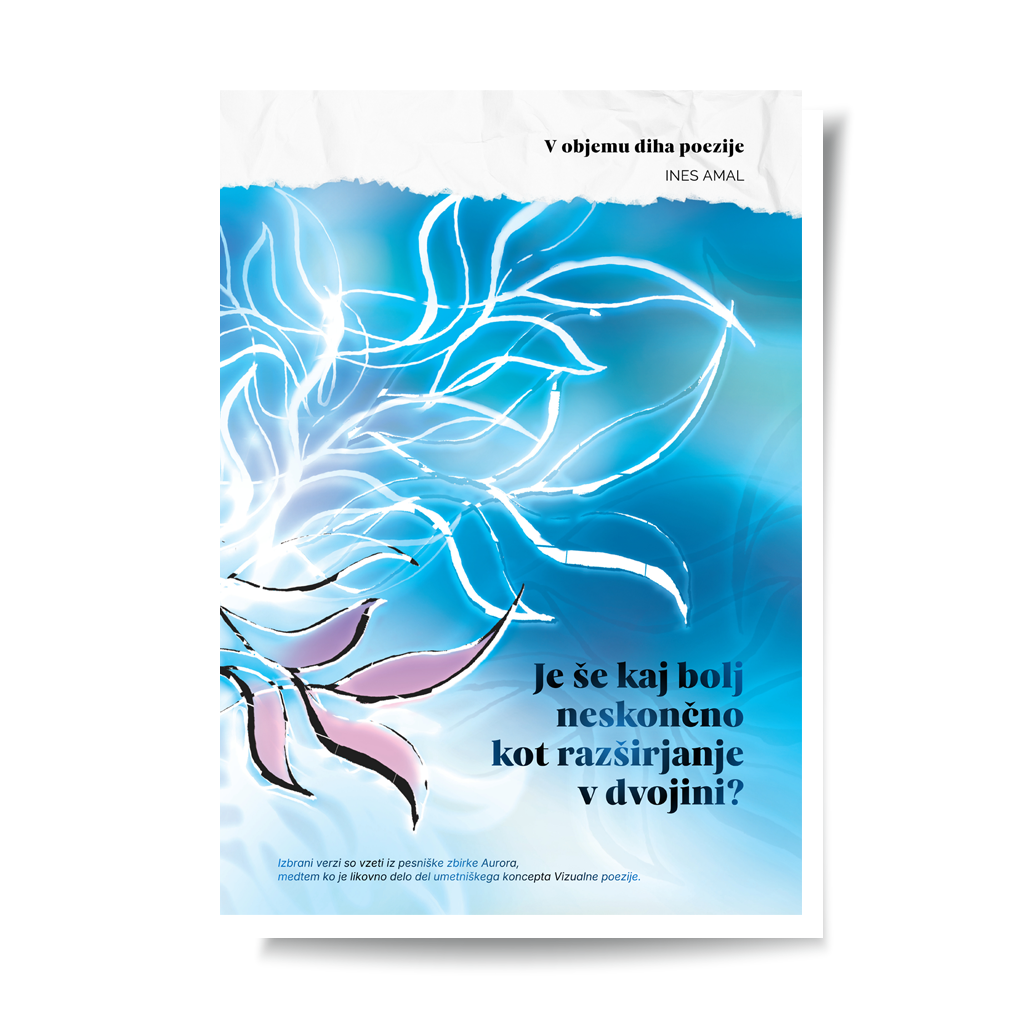 In the enbrace of poetry breathe I V objemu diha poezije I visual poetry card, English verse, portrait format with white border I giclee fine art print I visual poetry I vizualna poezija I Ines Amal I unigue I Book of poetry I poezija I Amal Studio I art I umetniški tisk I book of poerty I zbirka poezije I knjiga