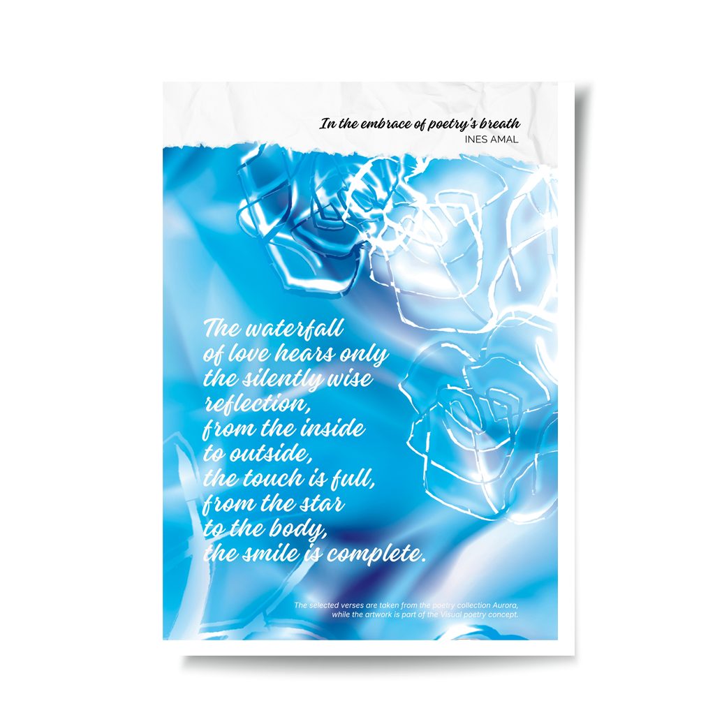 In the enbrace of poetry breathe I V objemu diha poezije I visual poetry card, English verse, portrait format with white border I giclee fine art print I visual poetry I vizualna poezija I Ines Amal I unigue I Book of poetry I poezija I Amal Studio I art