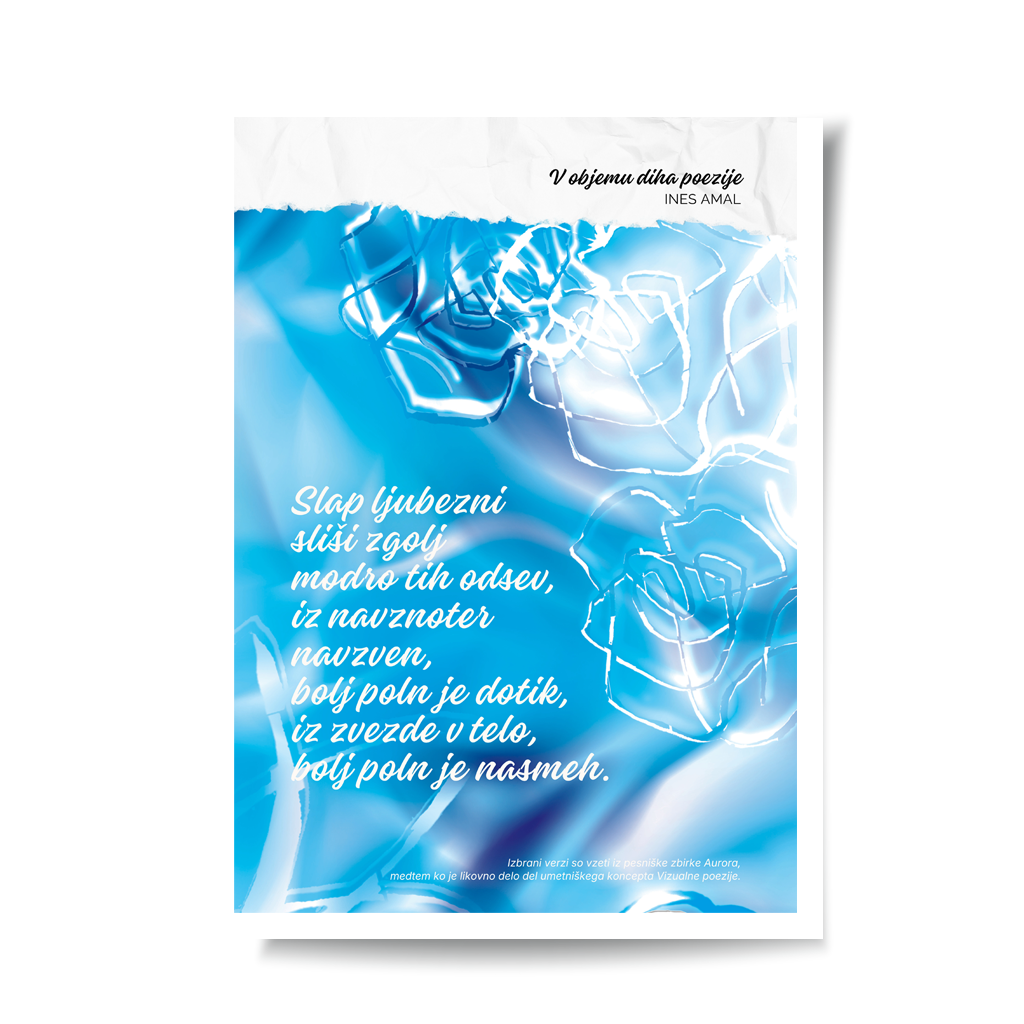 In the enbrace of poetry breathe I V objemu diha poezije I visual poetry card, English verse, portrait format with white border I giclee fine art print I visual poetry I vizualna poezija I Ines Amal I unigue I Book of poetry I poezija I Amal Studio I art