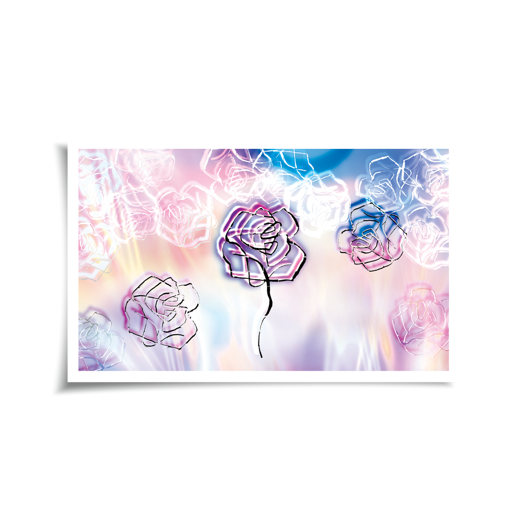 Aurora poetry, artwork, poetry, ines Amal, giclee print, art print, painting, rose
