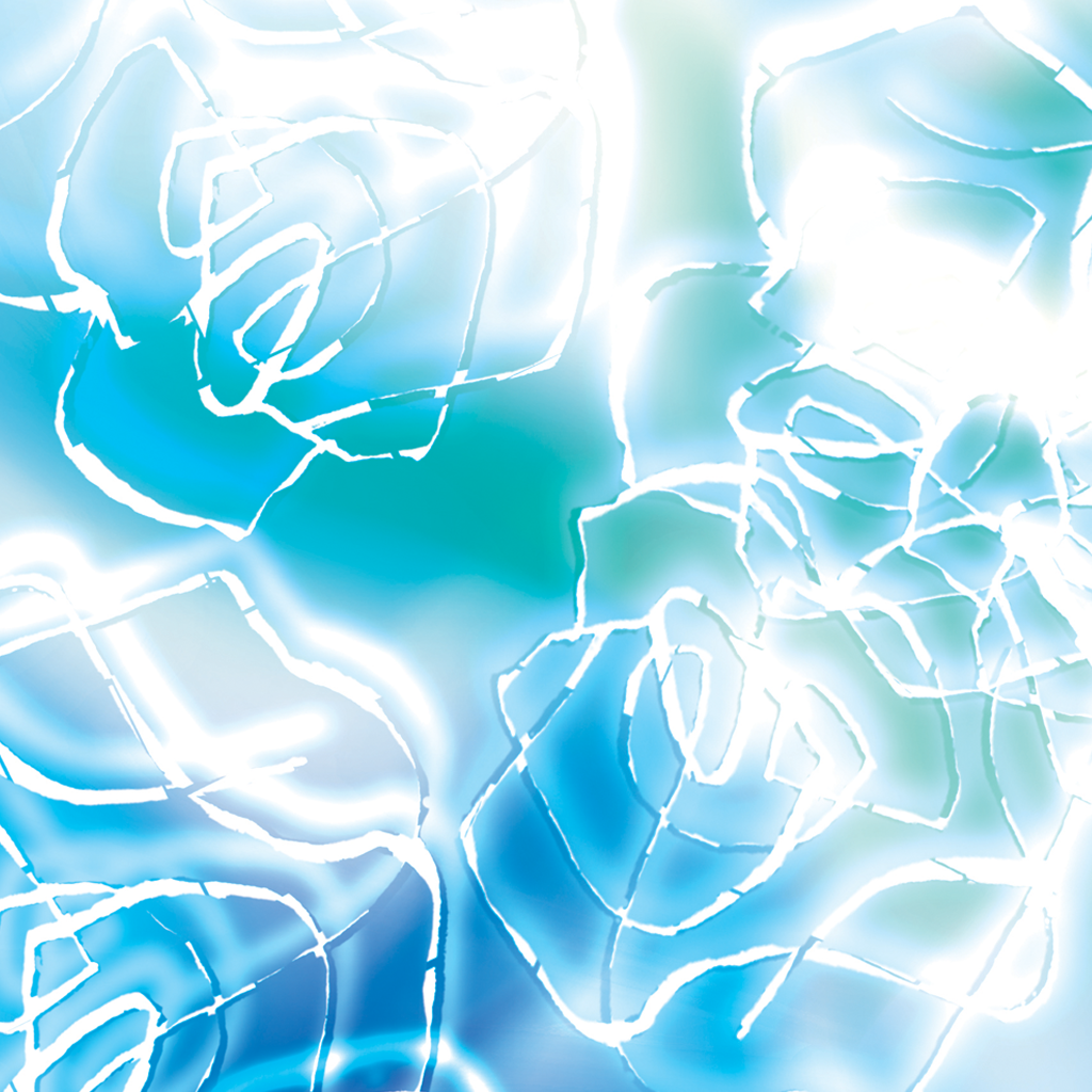 Aurora – Forms of Transparency, giclée art print, close-up of luminous white rose contours on electric blue background | Ines Amal | Amal Studio I Aurora book I poetry I visual poetry