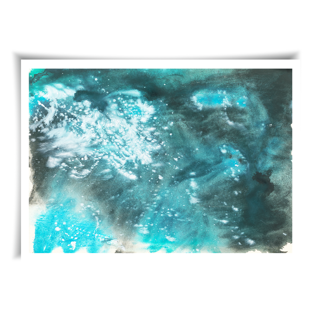 Odsev svetlobe na gladini jezera – Reflection of Light on the Lake Surface, unique giclée fine art print, full artwork composition, magical light energy on water | Ines Amal | Amal Studio I transformative energy | Ines Amal | Amal Studio I unigue I artwork I universe I art I love I passion I energy I magic